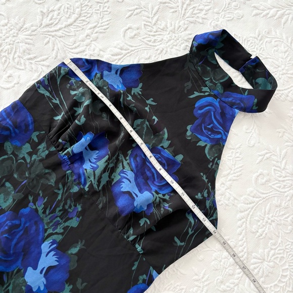 NWOT Lulus Elegant Entrance Black Floral Print Halter Maxi Dress Small - Picture 8 of 9